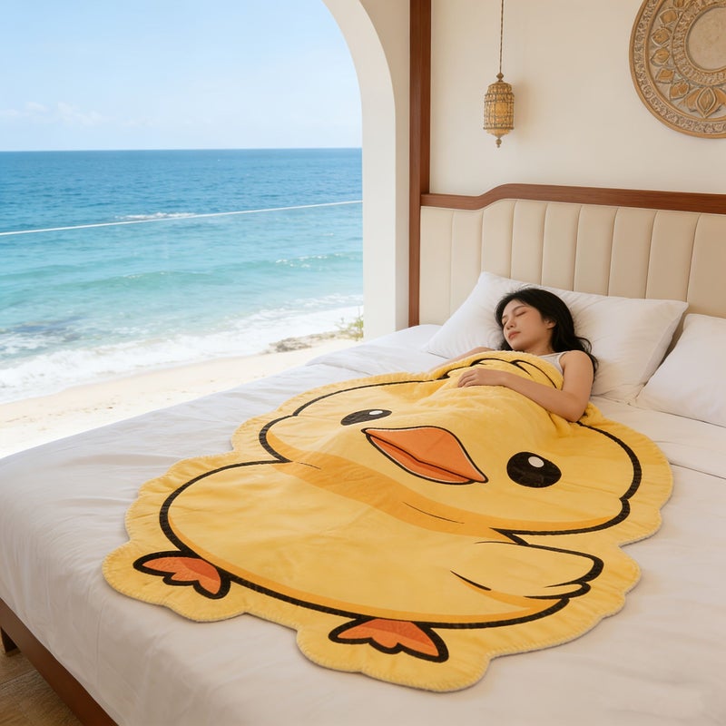 Little Yellow Duck Flannel Blanket 29.53x39.37 Inch Thickened Warm Sofa Throw Nap Bedspread Machine Washable Cozy Home Office Leisure - Image 2