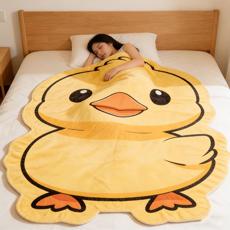 Little Yellow Duck Flannel Blanket 29.53x39.37 Inch Thickened Warm Sofa Throw Nap Bedspread Machine Washable Cozy Home Office Leisure - Image 3