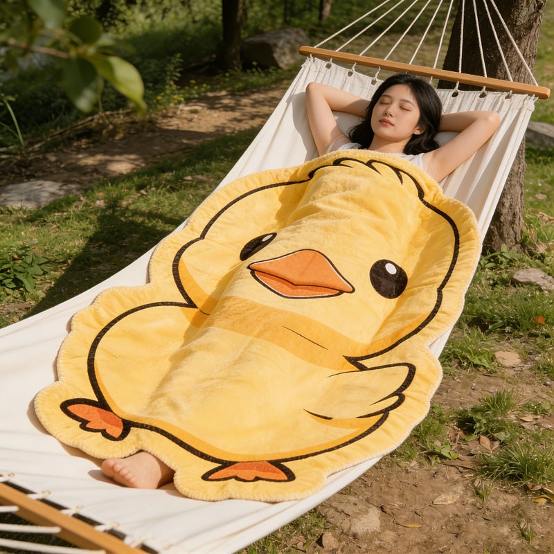Little Yellow Duck Flannel Blanket 29.53x39.37 Inch Thickened Warm Sofa Throw Nap Bedspread Machine Washable Cozy Home Office Leisure - Image 1