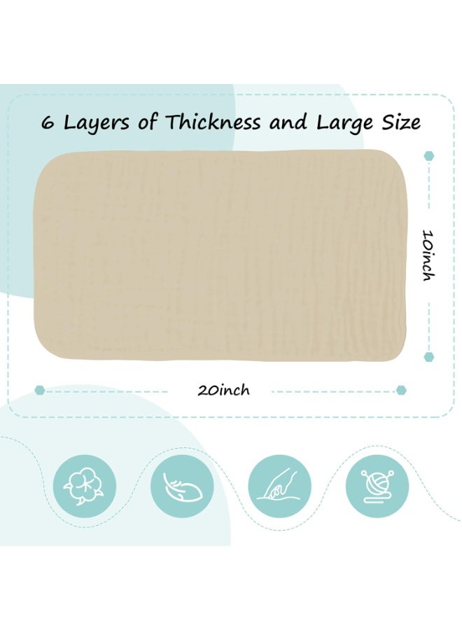 HIPHOP PANDA HIPHOP PANDA 10 Pack 6-Layers Muslin Burp Cloths Large - Durable 100% Cotton - Extra Absorbent and Soft Boys & Girls Rags for Newborn Registry (Ivory+Brown+Green+Grey+Slate, 20" X10")  - Image 3