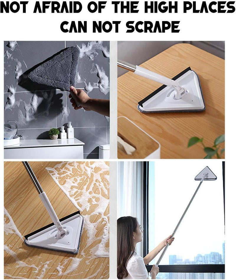 woobles 360 Degree Rotatable Adjustable Triangle Cleaning Mop, Multifunctional Wall Cleaner Mop Dust & Wet Mop Telescoping Handle Rotating Mop for Floor Glass Window Wall (Green) - Image 3