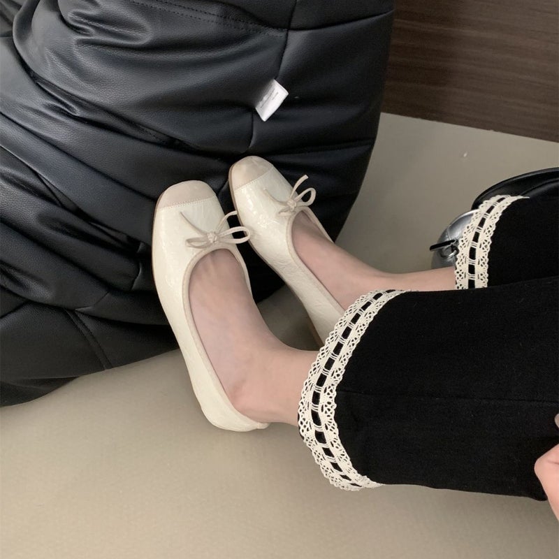 French Style Chanel Style Shoes 2025 Spring New Arrival Bow Round Toe Gentle Fairy Bean Shoes Shallow Mouth Shoes - Image 2