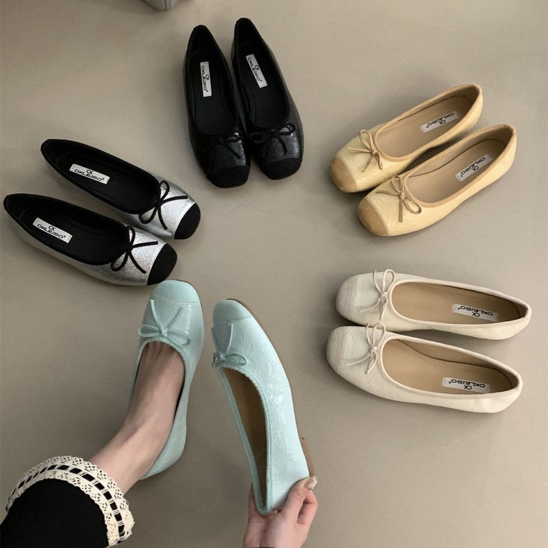 French Style Chanel Style Shoes 2025 Spring New Arrival Bow Round Toe Gentle Fairy Bean Shoes Shallow Mouth Shoes - Image 3
