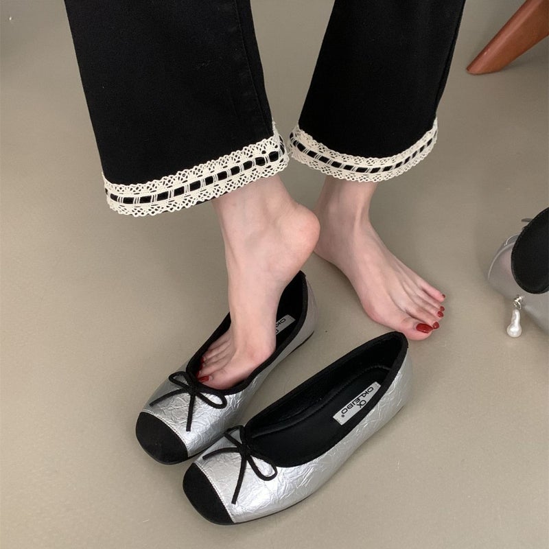 French Style Chanel Style Shoes 2025 Spring New Arrival Bow Round Toe Gentle Fairy Bean Shoes Shallow Mouth Shoes - Image 4