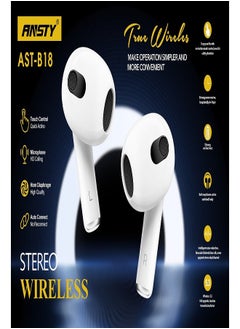 ANSTY Wireless Earbuds, Bluetooth 5.3, Touch Control, HD Calling Microphone, Auto Connect, AST-B18 White - pzsku/ZAE6B207B29B052B484E3Z/45/1741248083/e1320308-acea-4a8f-971f-689150c4b8d5