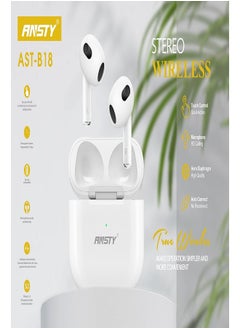 ANSTY Wireless Earbuds, Bluetooth 5.3, Touch Control, HD Calling Microphone, Auto Connect, AST-B18 White - pzsku/ZAE6B207B29B052B484E3Z/45/1741248222/df383fb4-18b4-48b6-a277-38207387b17d