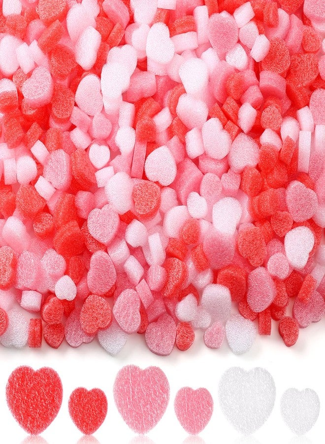 Joyfolk 1000 Pcs Gift Box Filler Foam Heart Shaped Vase Filler Pink White Red Basket Fillers for Cookies Box Crafts DIY Package Easter Wedding Birthday Gift Wrapping Decor Supplies(1.2" and 0.89") - Image 1