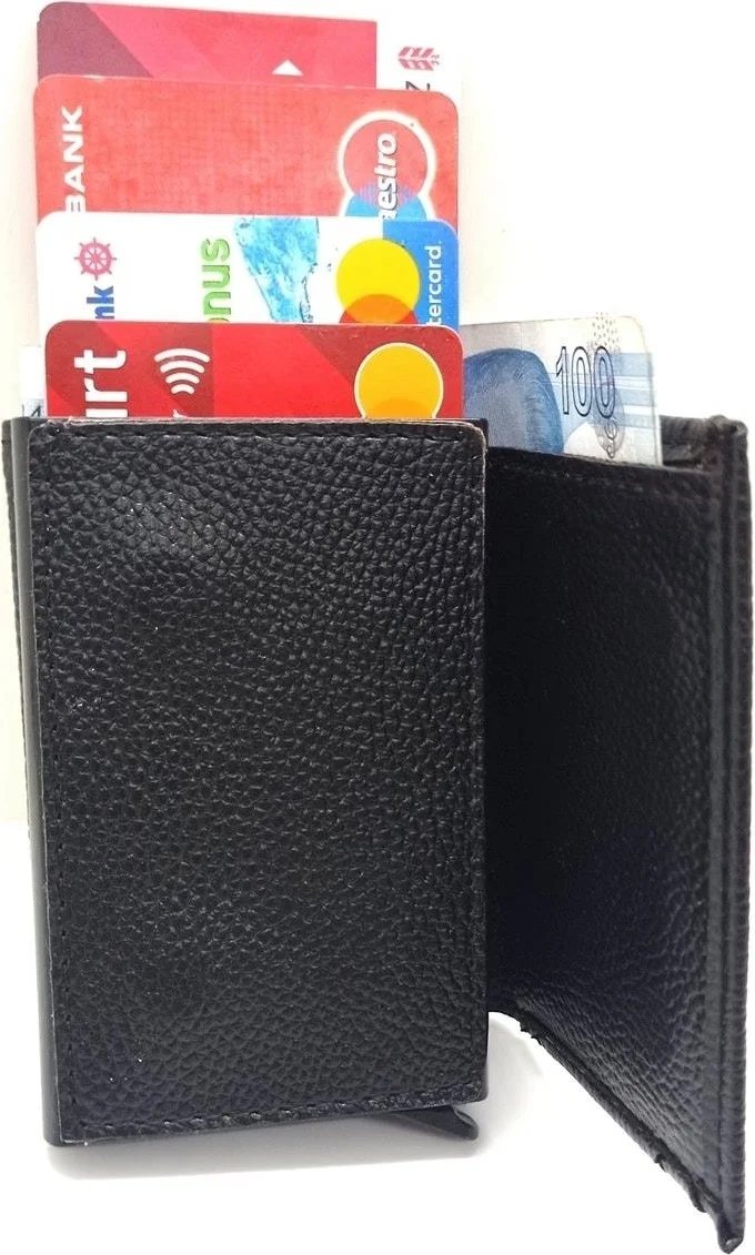 Mkm Snap Fastener Automatic Mechanism Card Holder and Wallet