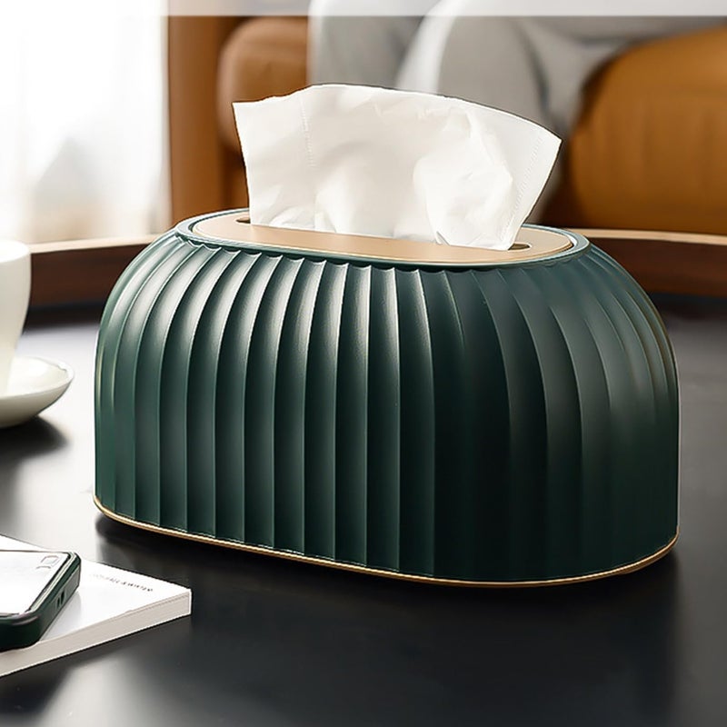 Hidak Imported Tissue Box Cover Streak Tissue Box Holder with Automatic Spring Desktop Facial Paper Towel Dispenser for Office Home Restaurants cafes Hospitals Green - Image 2
