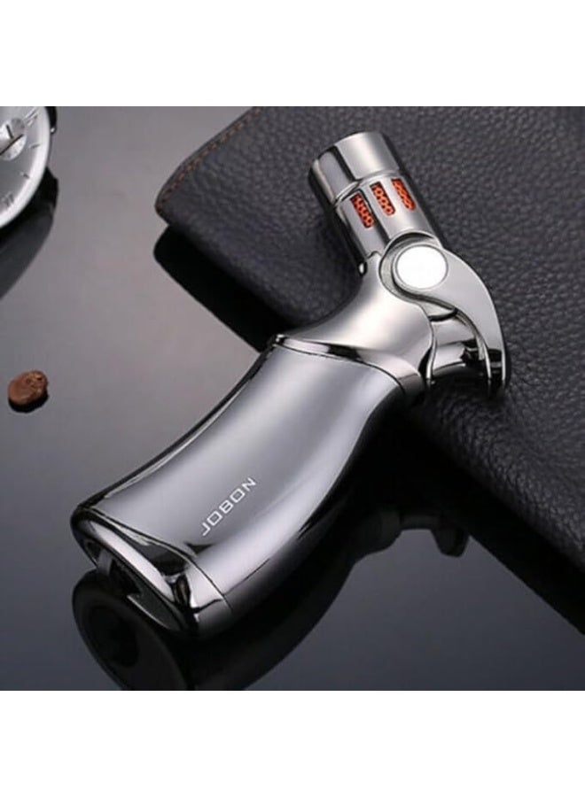 JOBON Jet Flame Windproof Gas Lighter – Blue Flame, Refillable Pocket Lighter for BBQ & Home, Cigar Use, Gas Not Added - Image 3