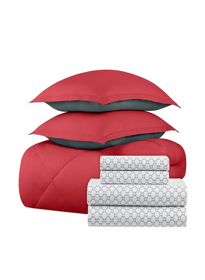 Eclipse Sleep Solutions Jerry Cooling Twin/Twin XL 5 pc Bedding Set in Red/Gray - Image 3