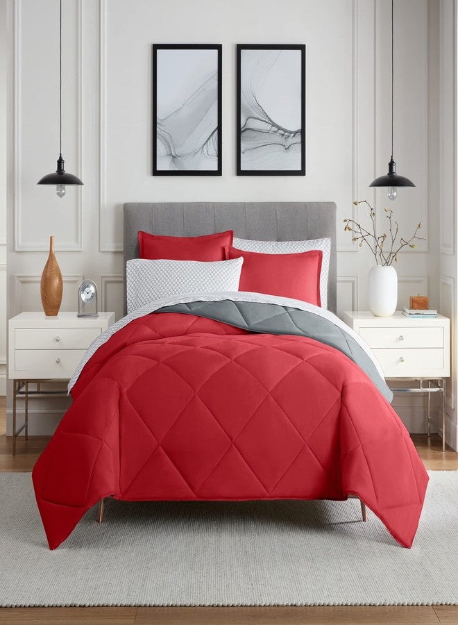 Eclipse Sleep Solutions Jerry Cooling Twin/Twin XL 5 pc Bedding Set in Red/Gray - Image 2