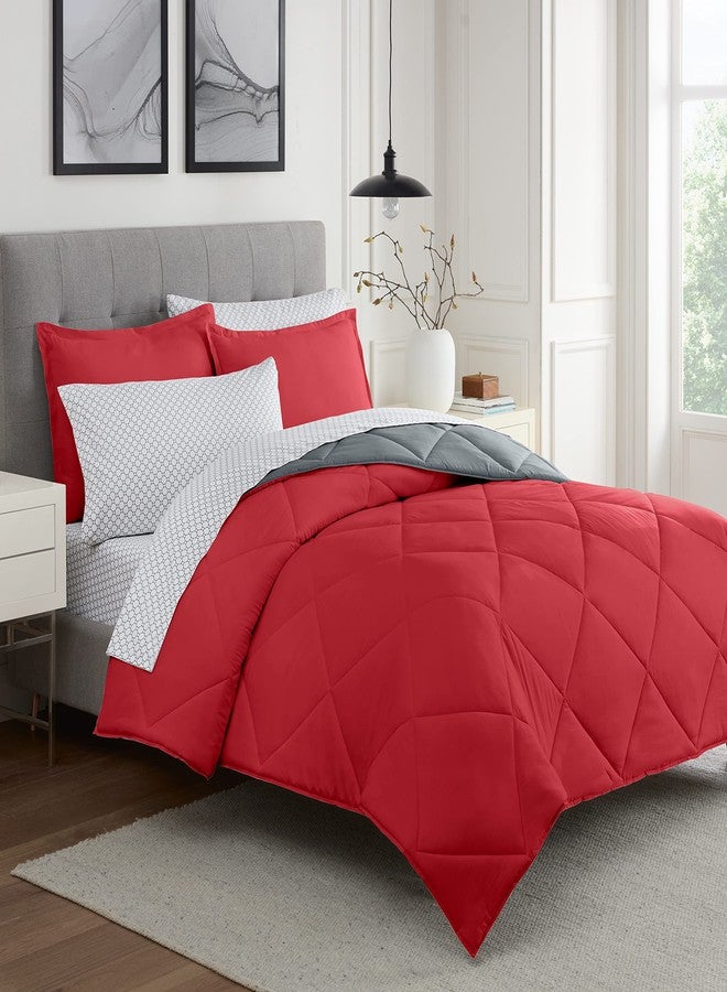 Eclipse Sleep Solutions Jerry Cooling Twin/Twin XL 5 pc Bedding Set in Red/Gray - Image 1