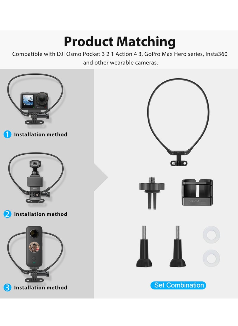 Neck Mount for DJI Osmo Pocket 3 Creator Combo, Neck Mount Compatible with GoPro, for DJI Osmo Pocket 3 Insta360 and Most Action Cameras Accessories