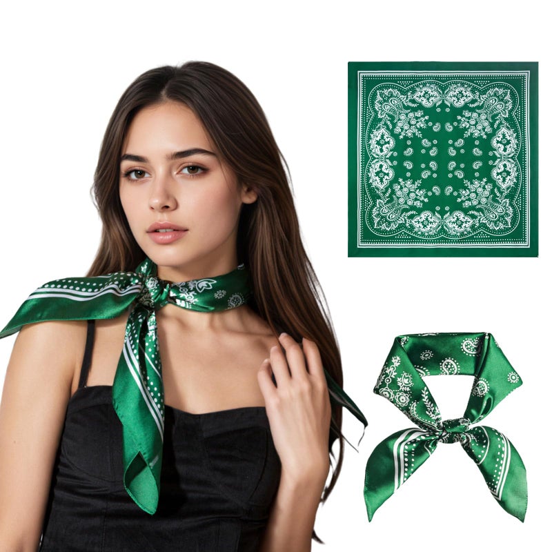 Seawhisper Green Silk Neck Scarf for Women Floral Tie Satin Head Hair Scarves Bandana Square Headscarf Purse Fashion Lightweight Dressy Bufandas de Mujer Elegantes - Image 1