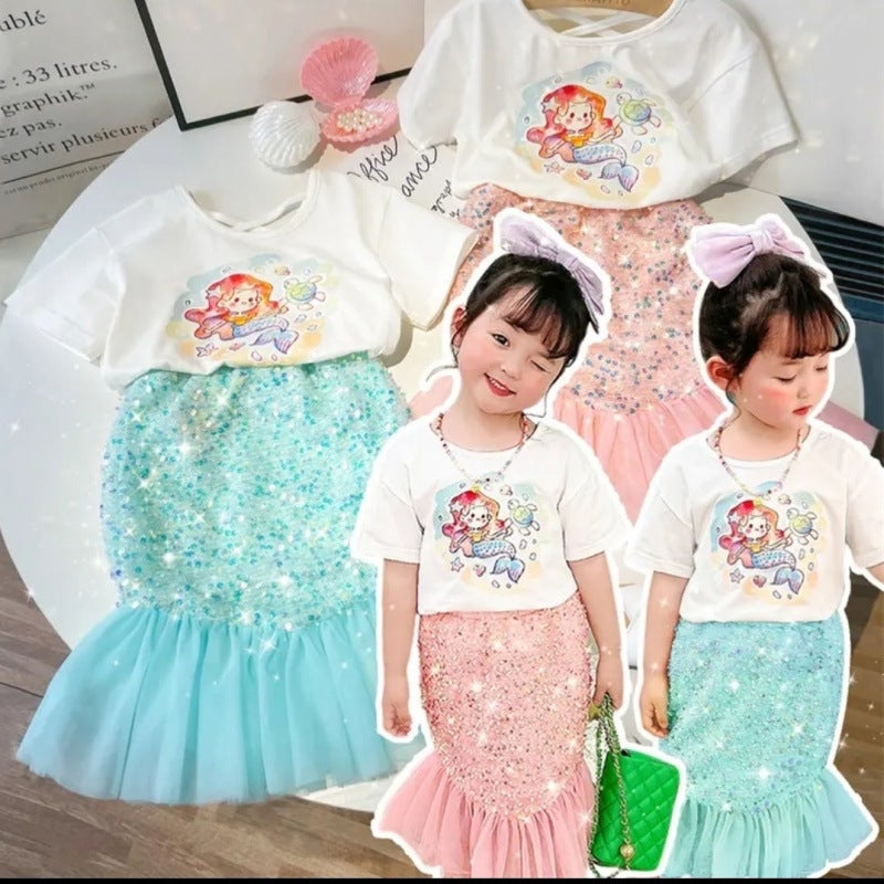 Girls Mermaid Skirt Summer Baby Big Sequin Fishtail Skirt Shiny Fashionable Baby Children Princess Skirt - Image 3