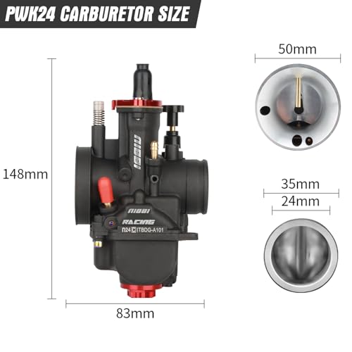 NIBBI PWK24mm Carburetor with Carb Jets, Fit 125cc-150cc YAMAHA KAWASAKI SUZUKI Apollo SSR TTR SYM TAOTAO Atv Dirt Bike Pit Bike GY6 Motorcycle Moped (PWK-24mm) - Image 5