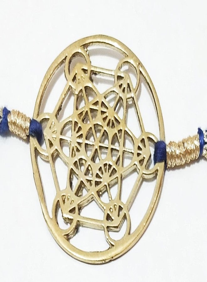 athizay راخي نحاسي من athizay مع لون الخيط النيلي لشاكرا العين الثالثة لـ Bhaiya Rakhis Cutwork قرص نحاسي لراكشاباندان - Image 4