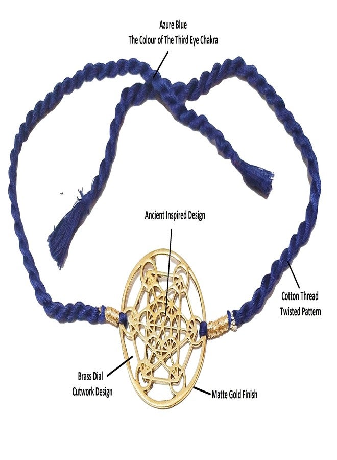 athizay راخي نحاسي من athizay مع لون الخيط النيلي لشاكرا العين الثالثة لـ Bhaiya Rakhis Cutwork قرص نحاسي لراكشاباندان - Image 5