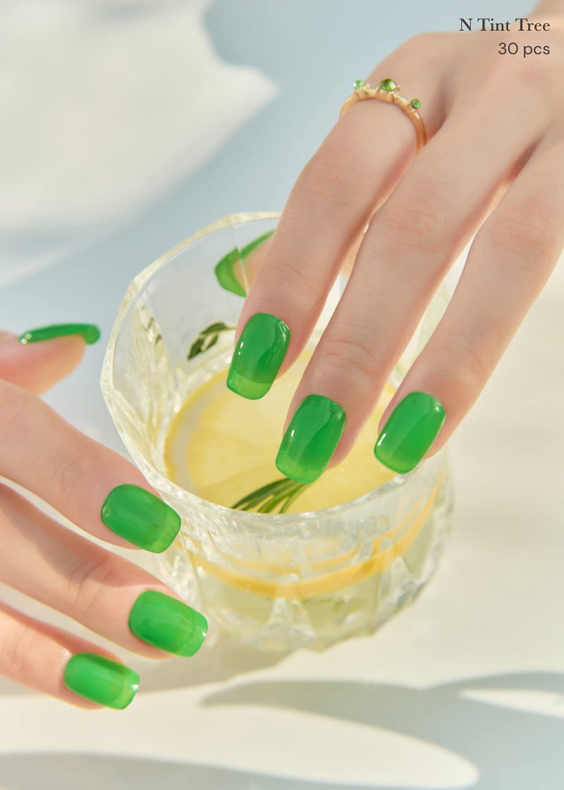 ohora Semi Cured Gel Nail Strips (N Tint Tree) - Green, Tint, St Patrick's Day Nails, Works with Any UV/LED Lamps, Salon-Quality, Long Lasting, Easy to Apply & Remove - Image 4