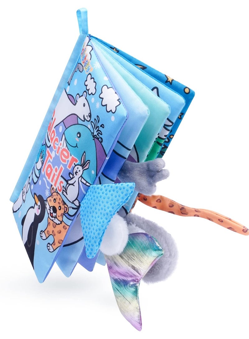 إكسفور كتب قماشية ناعمة للأطفال، كتب أنشطة حسية ذات ذيل مجعد غير سامة لحديثي الولادة والرضع والأطفال الصغار، ألعاب تفاعلية للتطوير المبكر، هدية للأطفال البنات والأولاد (نهر جليدي) - Image 1