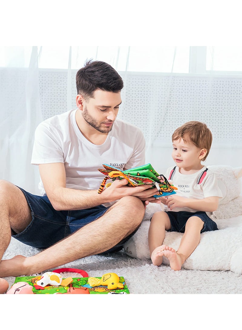 إكسفور كتب قماشية ناعمة للأطفال، كتب أنشطة حسية ذات ذيل مجعد غير سامة لحديثي الولادة والرضع والأطفال الصغار، ألعاب تفاعلية للتطوير المبكر، هدية للأطفال البنات والأولاد (نهر جليدي) - Image 5