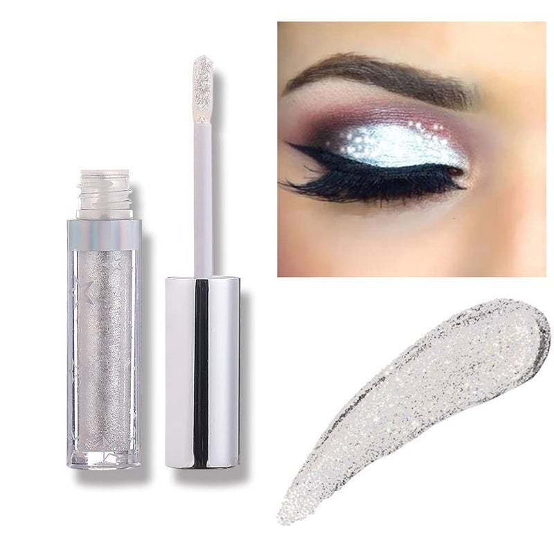 Coalitione Liquid Eyeshadow 12 Colors Long Lasting Waterproof Shining Shimmer Glitter Eyeline liquid Matte Eyeshadow,Girls Silver Liquid Eyeshadow for Party Festival Makeup Beauty - Image 1