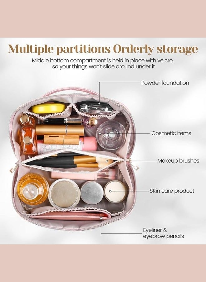 Glowudz Large Capacity Travel Cosmetic Bag PU Leather Waterproof Makeup Organizer Bag  - Image 4
