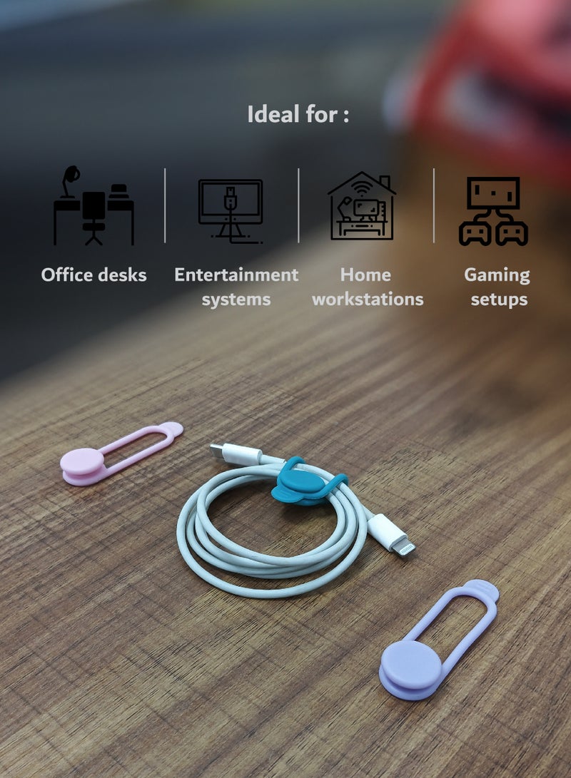 هاي-تيك حامل ومنظم الكابلات، حل إدارة الكابلات للمنزل والمكتب، حامل أسلاك متين وقابل لإعادة الاستخدام - Image 2