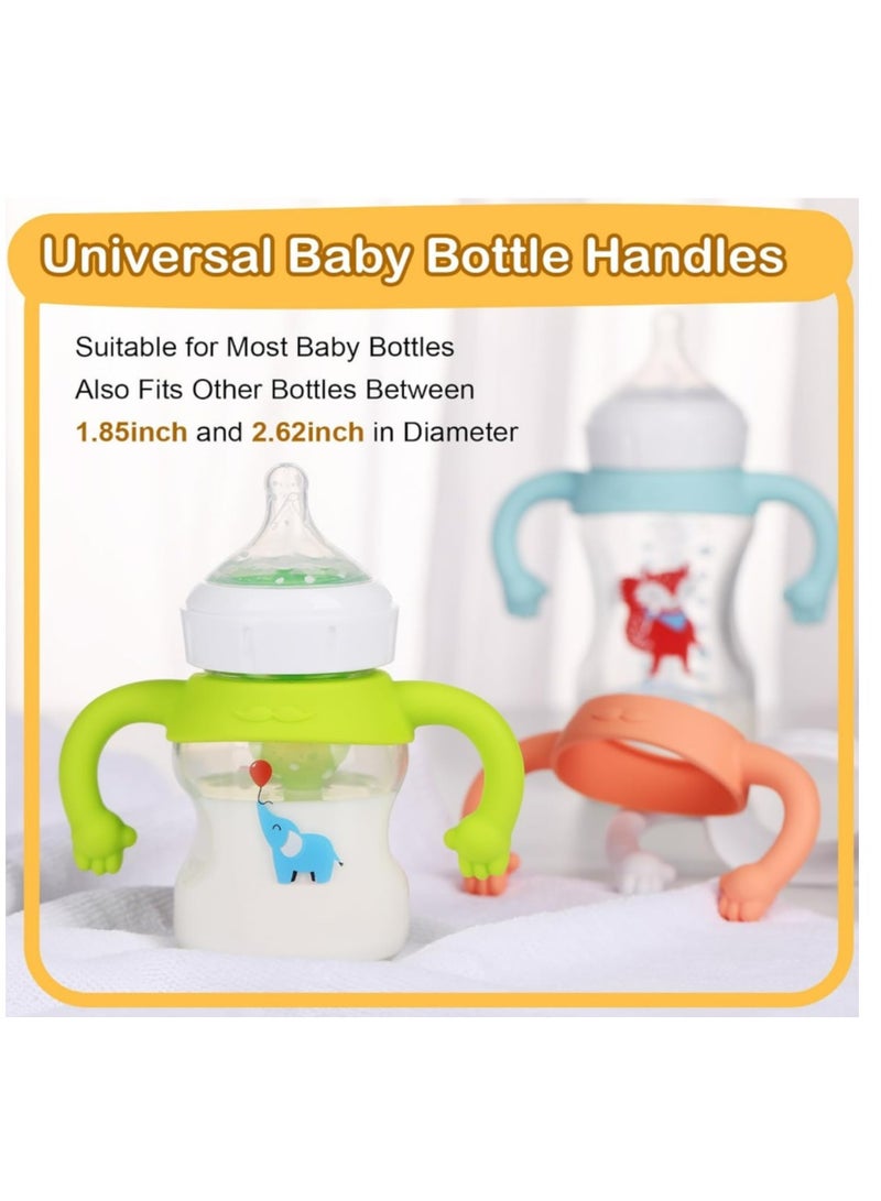 مقابض زجاجات الأطفال، 4 عبوات من حامل زجاجات الأطفال من السيليكون مع مقابض سهلة الإمساك - Image 2