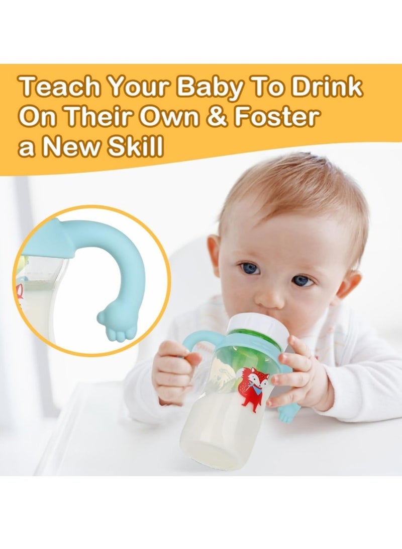 مقابض زجاجات الأطفال، 4 عبوات من حامل زجاجات الأطفال من السيليكون مع مقابض سهلة الإمساك - Image 4