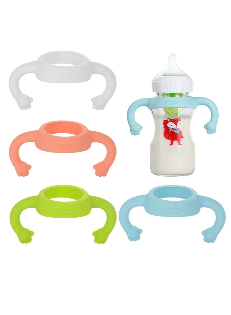 مقابض زجاجات الأطفال، 4 عبوات من حامل زجاجات الأطفال من السيليكون مع مقابض سهلة الإمساك - Image 1