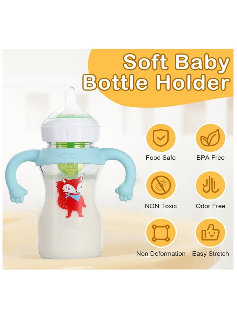 مقابض زجاجات الأطفال، 4 عبوات من حامل زجاجات الأطفال من السيليكون مع مقابض سهلة الإمساك - Image 3