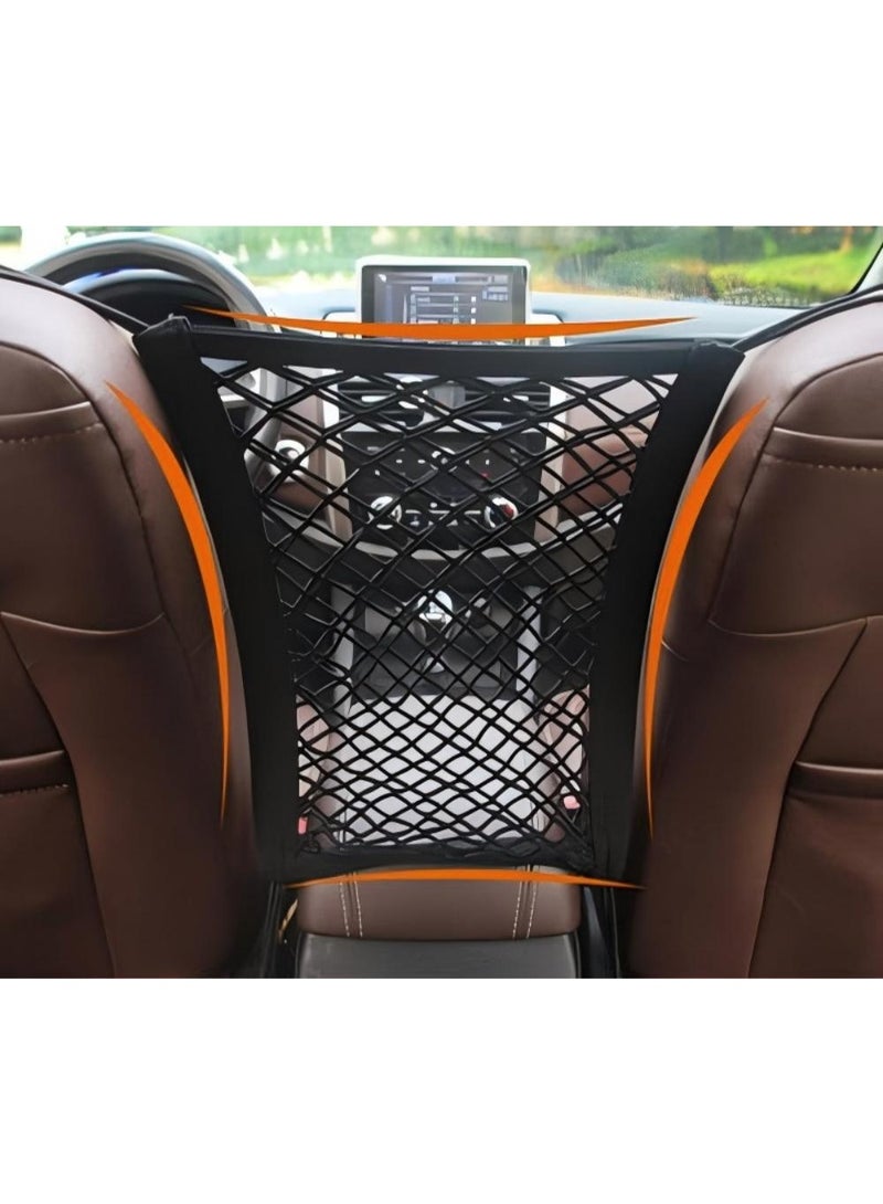 Pet Barrier Dog Car Net Barrier with Auto Safety Mesh Organizer Baby Stretchable Storage Bag Universal for Cars, Easy Install,Safer to Drive with Children and Pets - Image 1