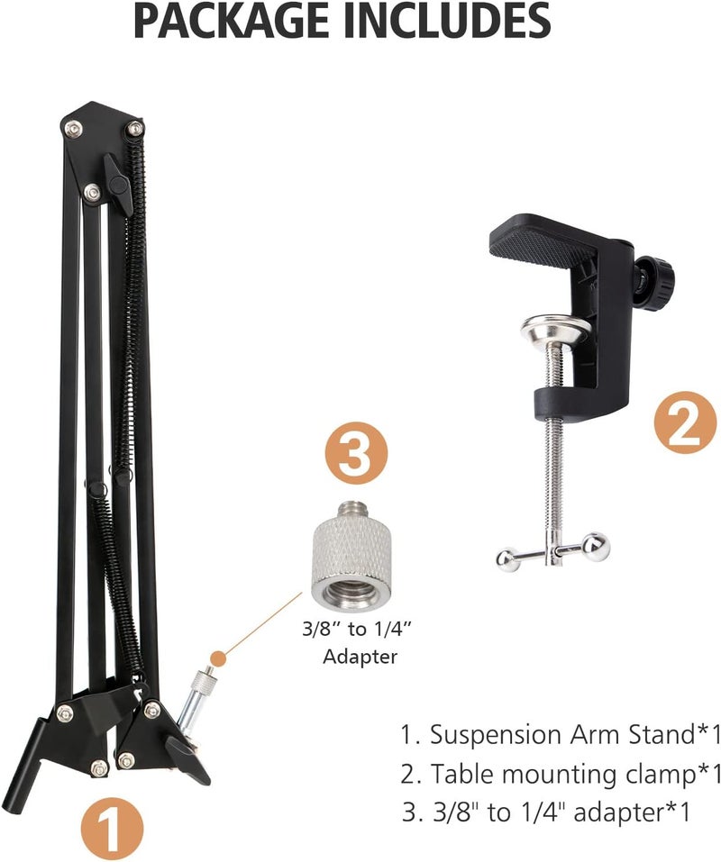 SUNMON For Elgato Wave 3 Boom Arm Microphone Stand, Professional Mic Boom Arm Mic Stand Compatible with Elgato Wave:3 USB Condenser Microphone - Image 5