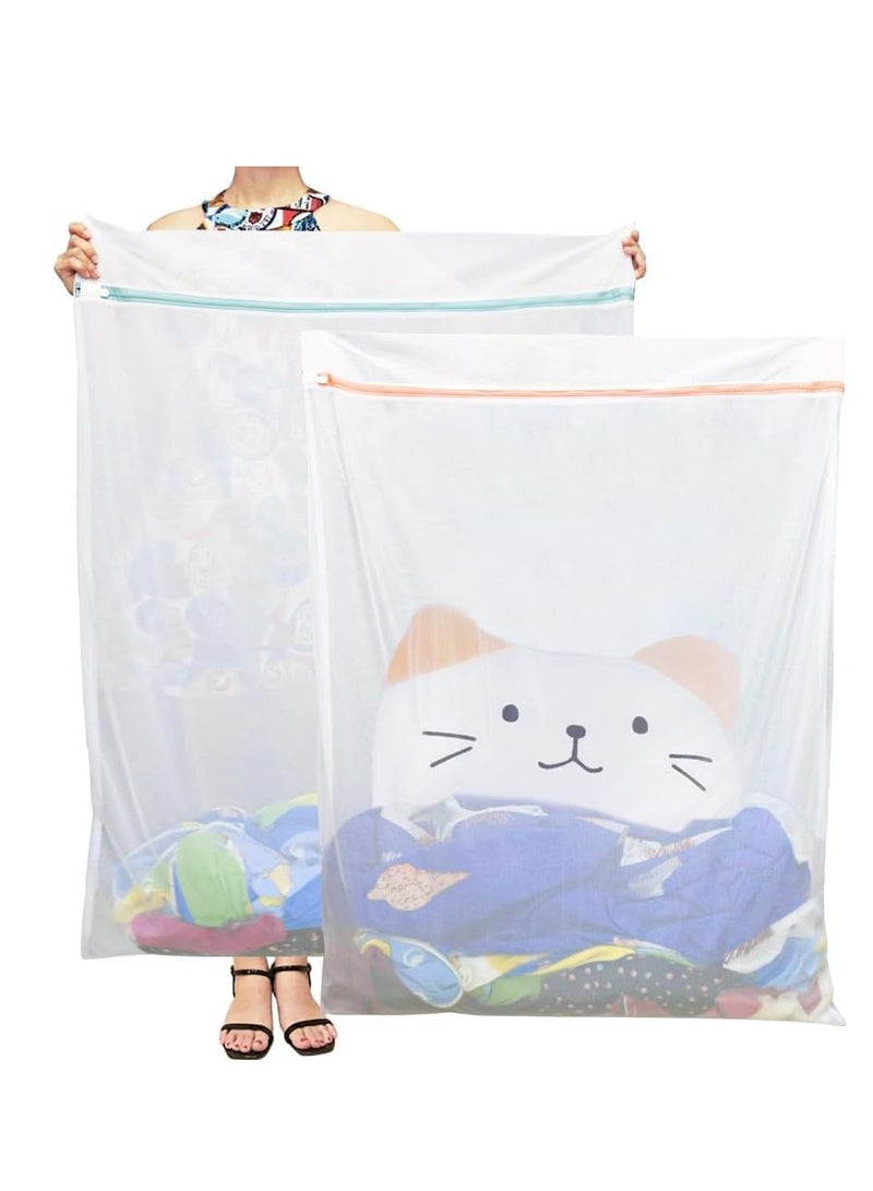 Extra Large Mesh Wash Bags Laundry Bags, 2 Pack 43 x 35 inch Jumbo Delicates Bag for Washing Machine, Large Mesh Bags for Delicates, Coats, Blankets, Bedding, Toys, Pet Items - Image 1