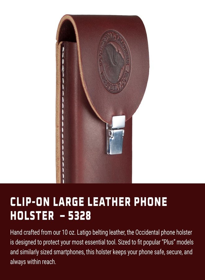 Occidental Leather Clip-On Leather Phone Holster - Large - Latigo Belting Leather - Heavy-Duty Spring Steel Belt Clip - Italian-Styled Drop Clasp - Made in USA - Image 2