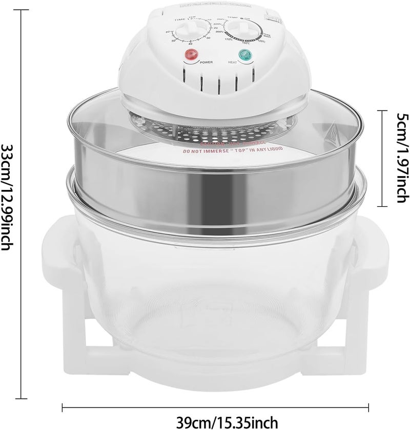 Airy Fryer, 17L/17.96Qt Glass Air Fryer with Temp & Time Control, 360° Viewable Airy Fryer with Expansion Ring, for Rilling Roasting Baking Pan-Frying Defrosting for Home, Restaurants - Image 2