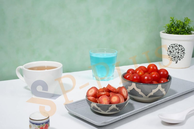 P Plus Fire Hand Painted Serving Bowl for Pasta Salad Cereal Soup Dessert Microwave Dishwasher Safe Ceramic Gifting Bowl Set for Home Office Wedding Decor 125 Ml 9 CM Random Set of 2 - Image 4