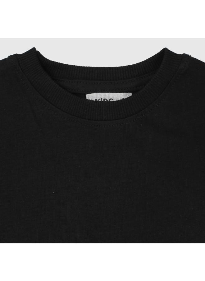 Our kids - Plain Black Short-Sleeved T-Shirt - Image 1
