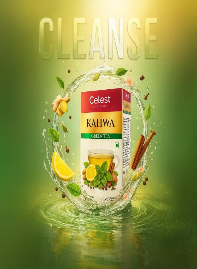 Celest Green Tea Kahwa - 36 Tea Bags x 2 Packs | Kahwa Green Tea | Helps in Detox | Contains Desi Herbs & Spices - Image 5