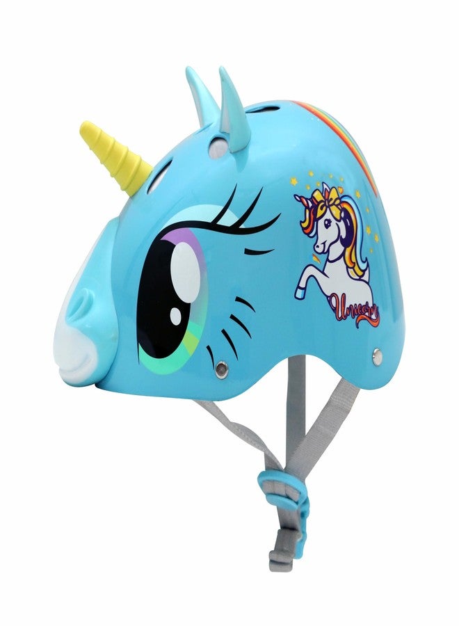 STREETJAM Magic Unicorn Open Face Helmet for Kids, Hard PP Outer Shell, EPS Inner Comfort Linner case, Adjustable Strap & Adjuster Dial, Unisex Helmet, Cycling (Cyan Blue, Medium (8-13 Years)) - Image 1
