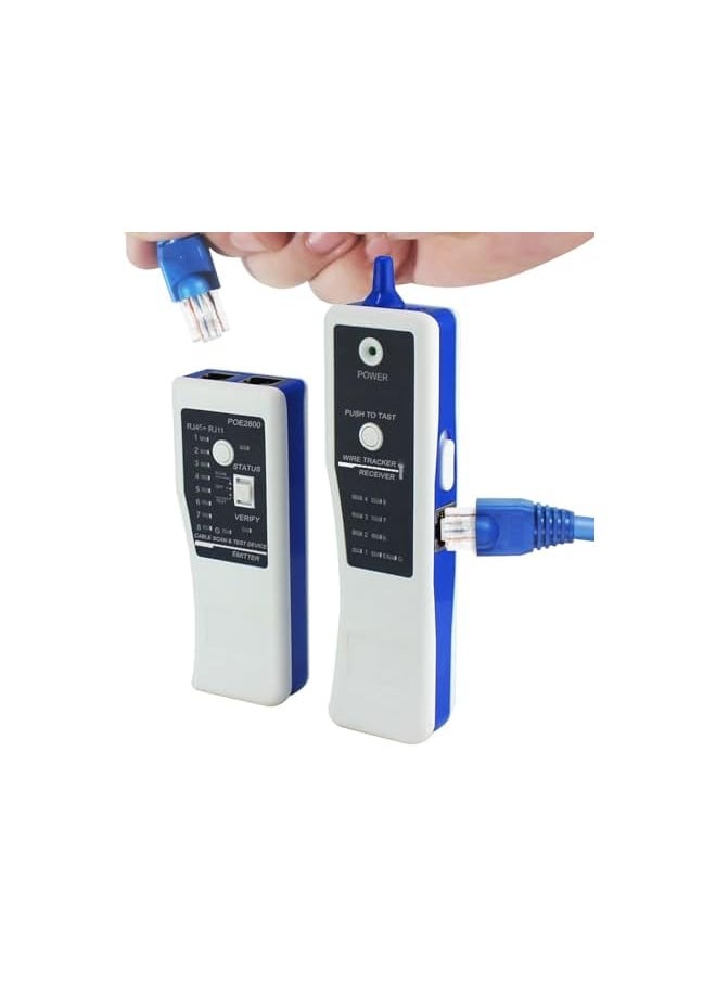 PROMASS promass Network Cable Tester Ethernet LAN Wire Finder Telephone Line Tracker Network Line Tracer PoE Test with Case & LED Light for RJ45 RJ11 Cat5 Cat6 UTP Phone (Battery Operate)  - Image 1