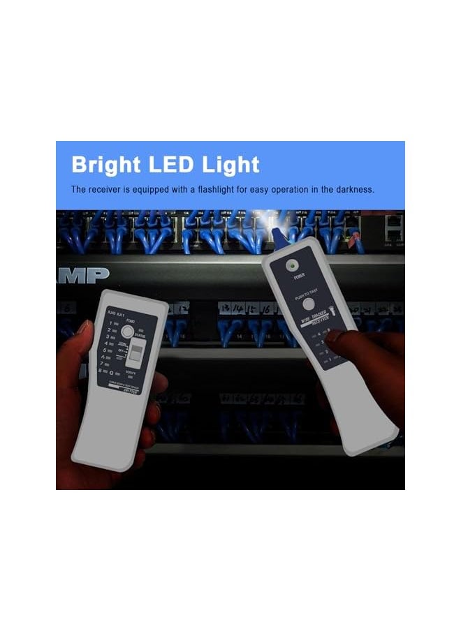 PROMASS promass Network Cable Tester Ethernet LAN Wire Finder Telephone Line Tracker Network Line Tracer PoE Test with Case & LED Light for RJ45 RJ11 Cat5 Cat6 UTP Phone (Battery Operate)  - Image 4