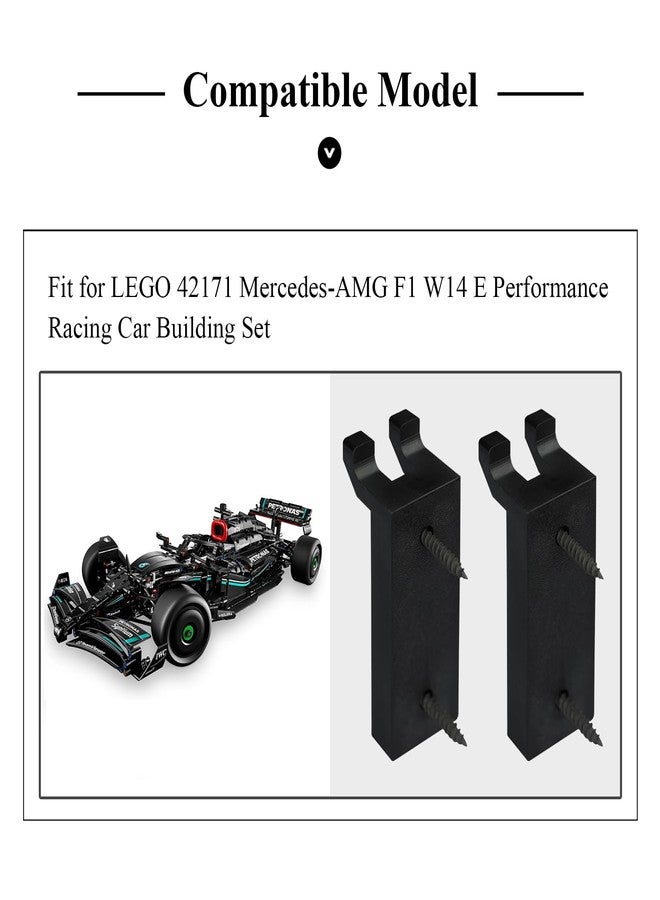 WFCYX 2 Pcs Formula 1 racing Wall Mount Hook, Fits LEGO 42171 Mercedes-AMG F1 W14 E Performance Racing Car Building Set, Adult Collectibles Lego Car Wall Mount, Great for Lego Lovers (Only Wall Mount Hook) - Image 3