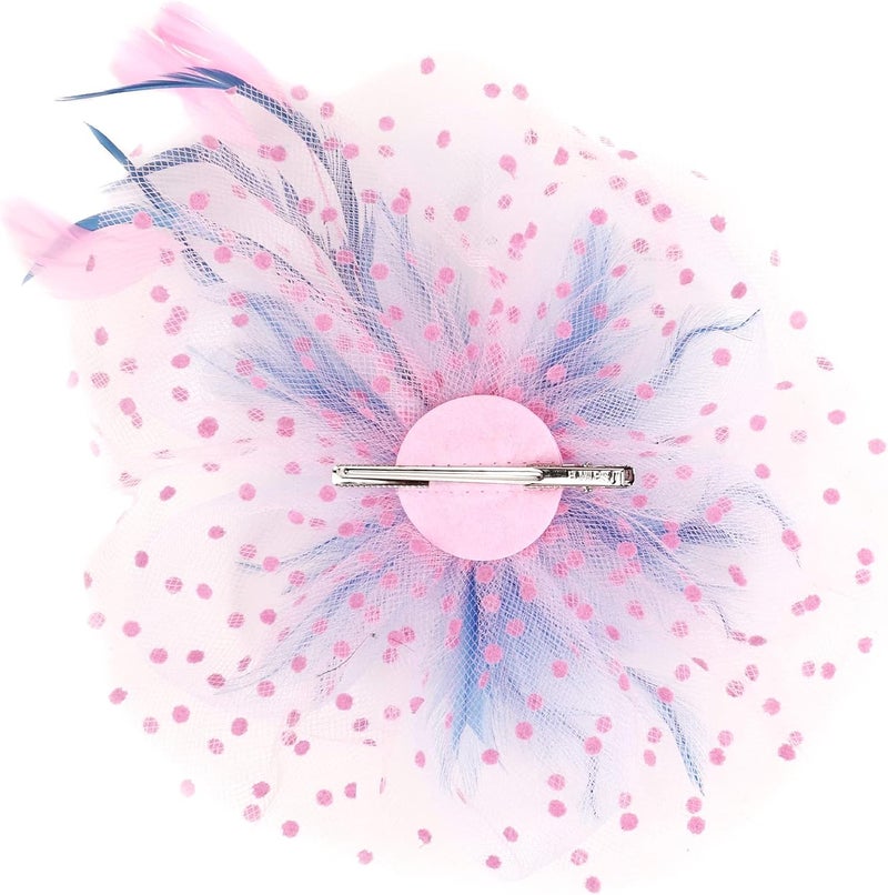 Wheebo Fascinator Hat Flower Feather Mesh Veil Wedding Tea Party Cocktail Hat Headwear for Women Lady Girls - Image 3