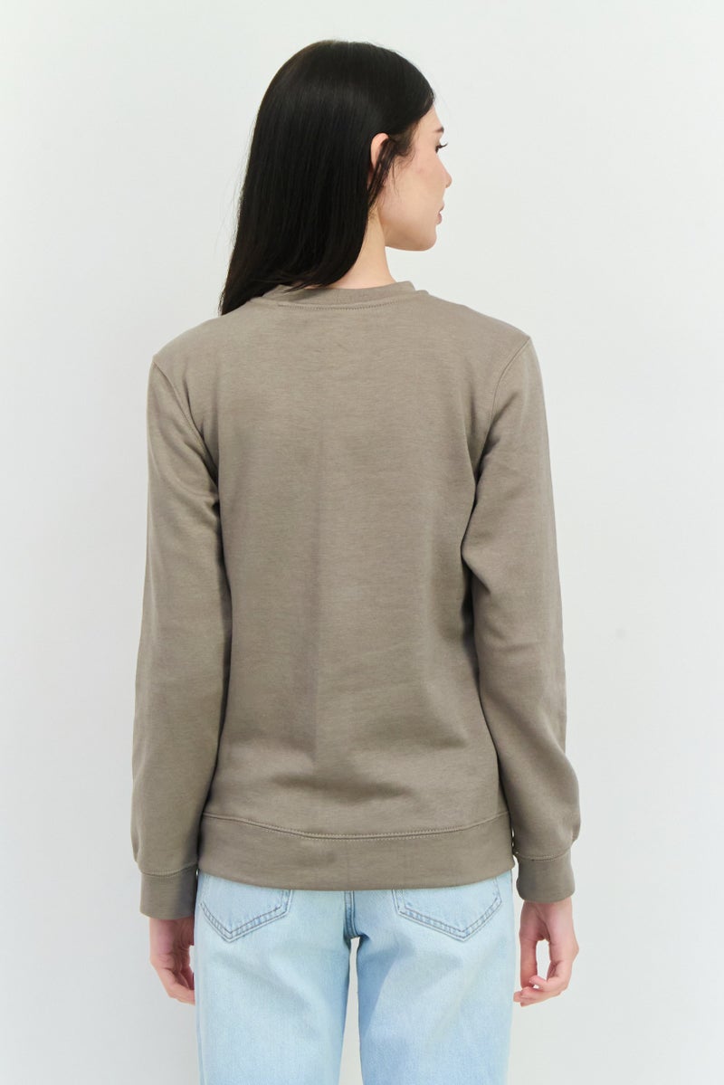 JUICE Women Crew Neck Plain Long Sleeves Sweatshirt, Grey - Image 3