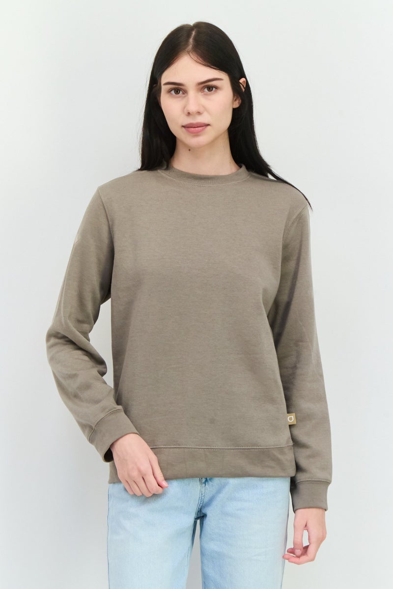 JUICE Women Crew Neck Plain Long Sleeves Sweatshirt, Grey - Image 1