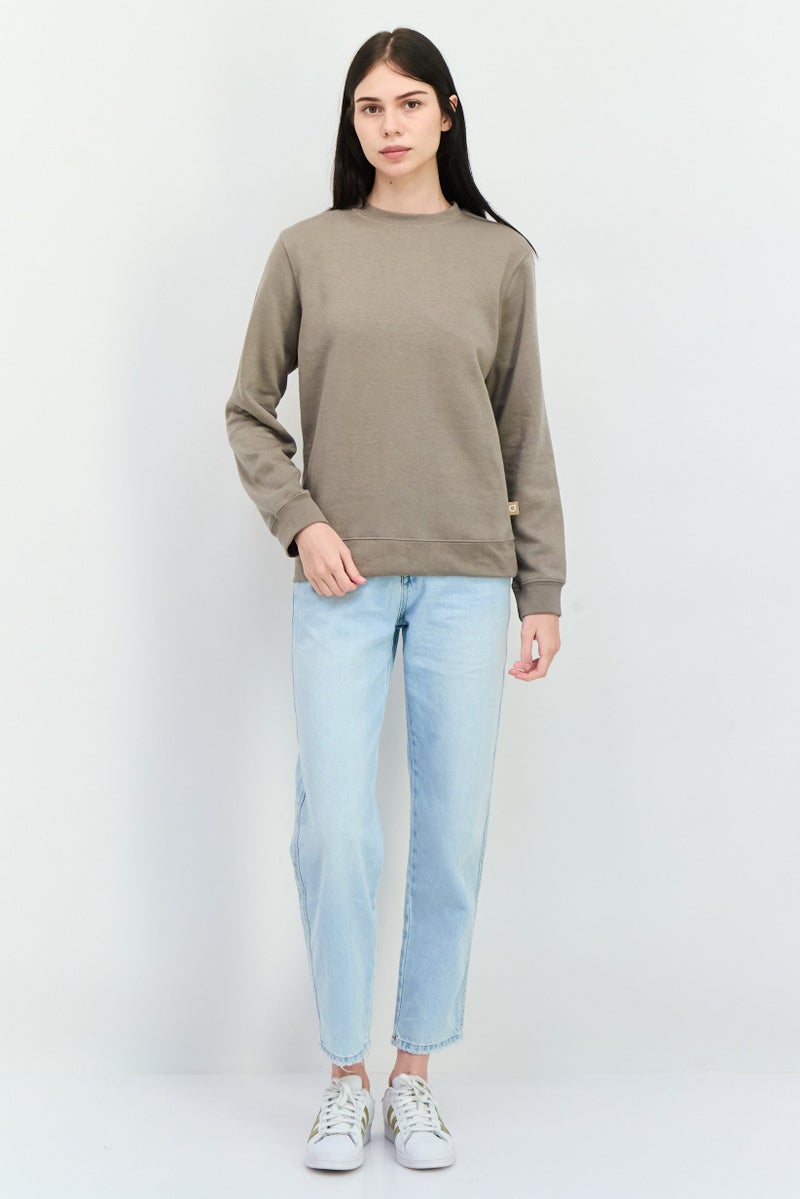 JUICE Women Crew Neck Plain Long Sleeves Sweatshirt, Grey - Image 4