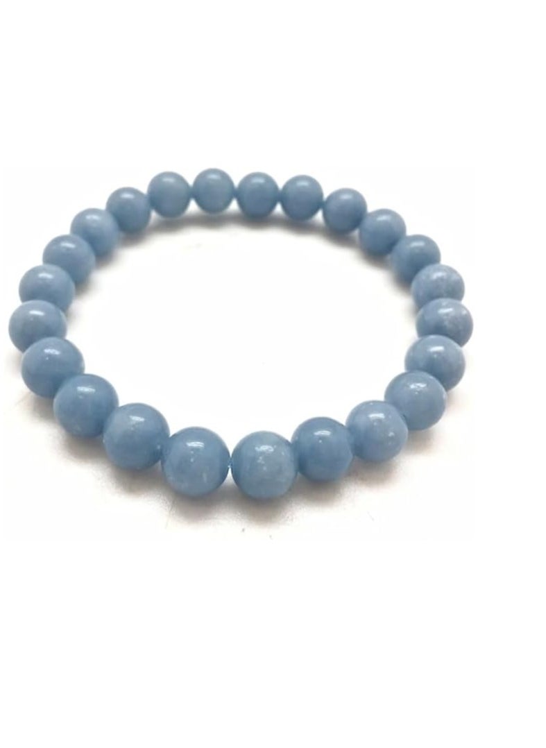 REBUY Angelite Bracelet Crystal Healing Stone Bracelet Jewelry for Men & Women, Bead Size 8 MM, by REBUY  - Image 1